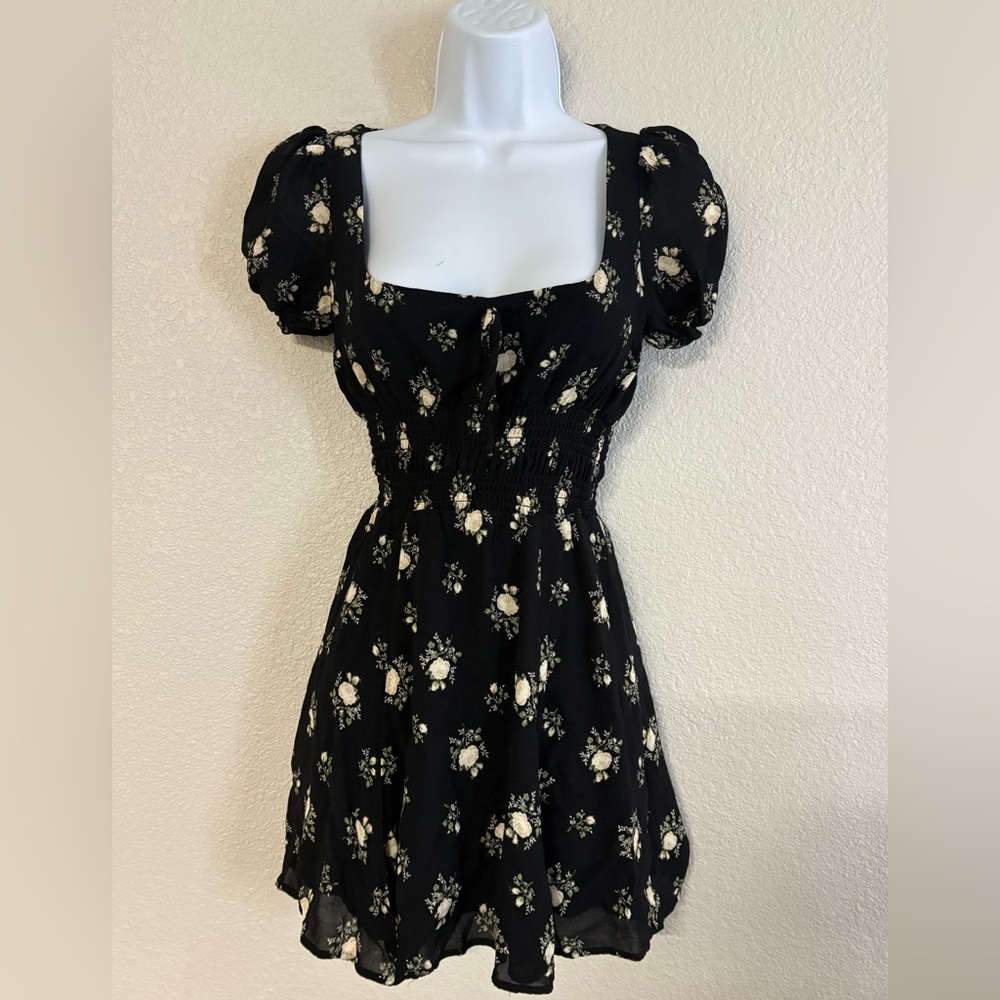 Reformation Black Floral Mini Dress
